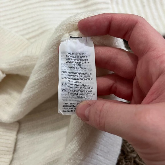 Madewell Belmont Mockneck Sweater Women's Size XS White Ribbed Wool Blend - Picture 4 of 5